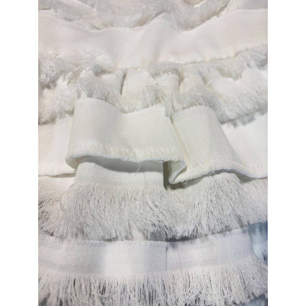 Princess Polly Molina White Fringe Tiered Mini Dress NWT Size 6 - Picture 6 of 9